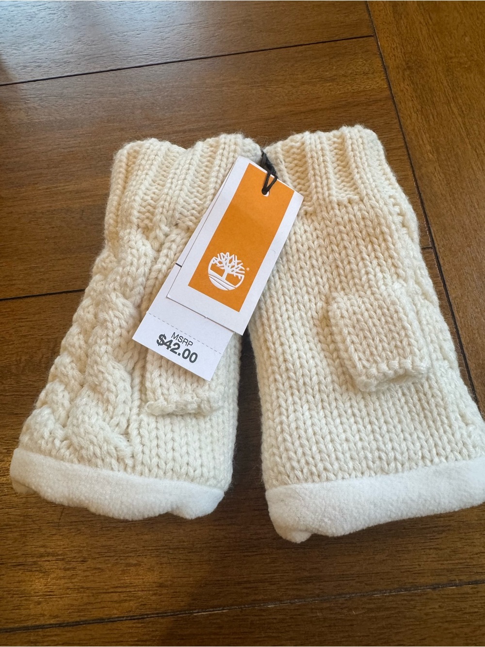 Women's Outerwear - Timberland Cream Knit Fingerless Gloves